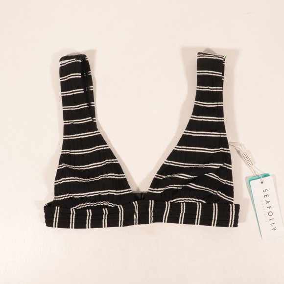 NWT Seafolly Inka Stripe Longline Tri Bikini Top in Black - Picture 3 of 12